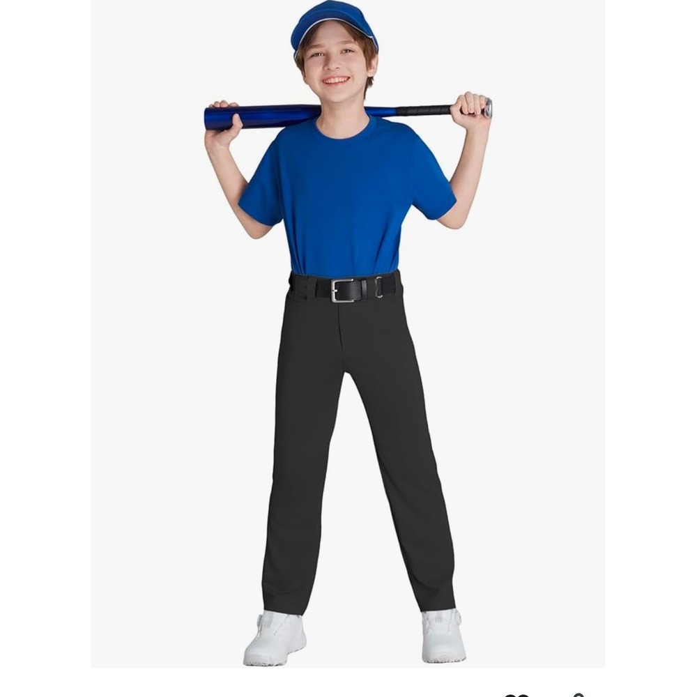 QBK Kids Black‎ Baseball Pants Full Length Dual Layer Knees Size 12-13 Years
